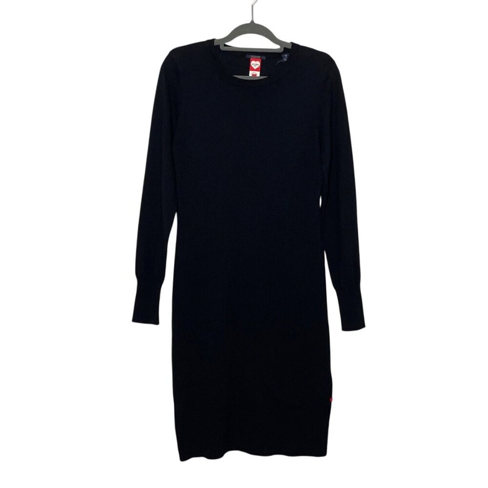 Scotch & Soda Art Dep. '77 Women's Black Wool Blend Long-Sleeve Sweater Dress M